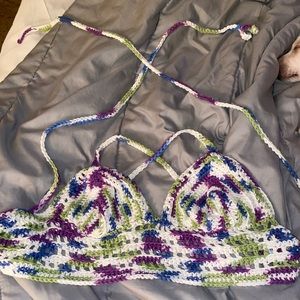 Handmade crochet cross back top